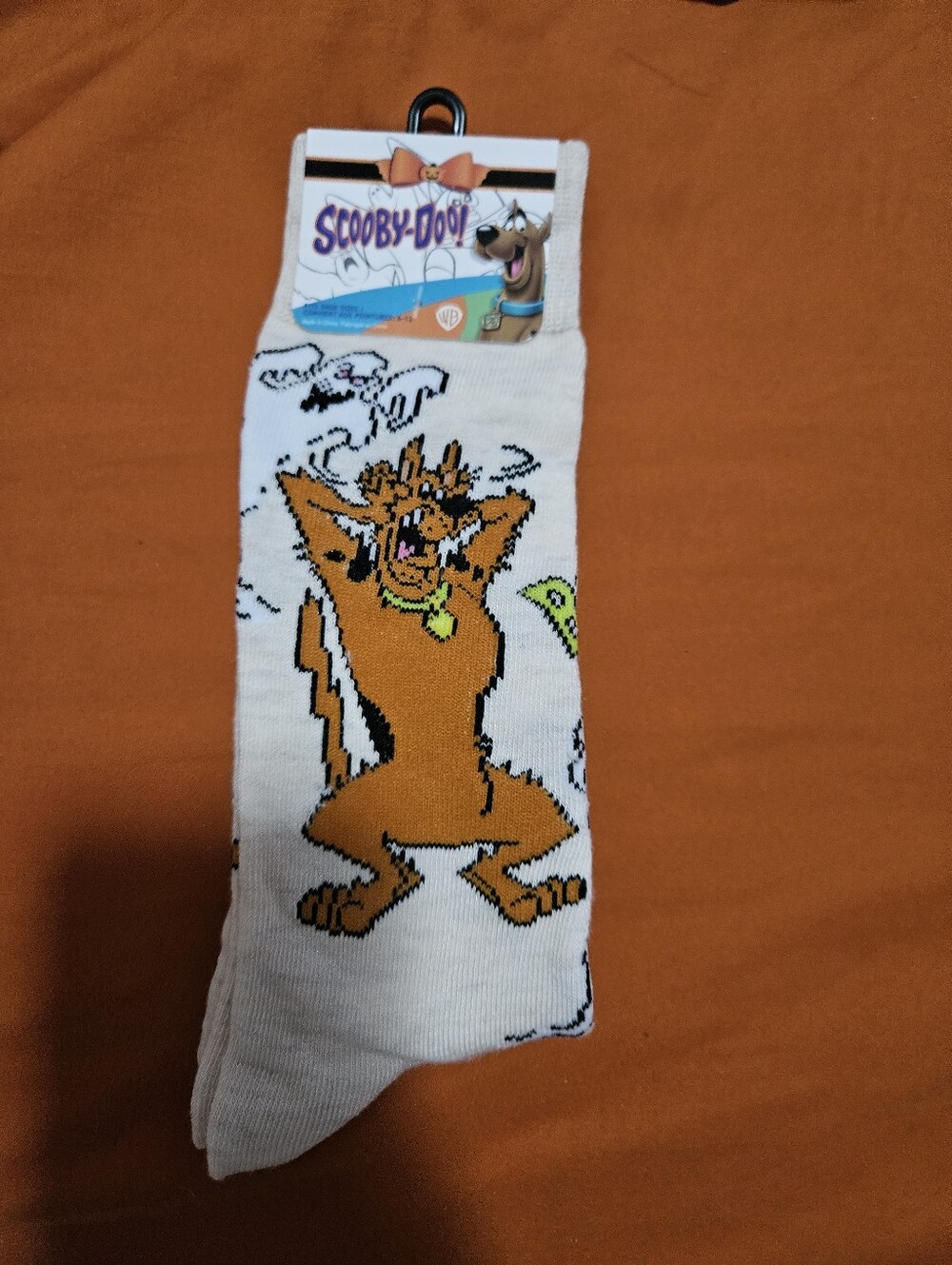Men's White Crew Socks with Scrappy-Doo Graphic